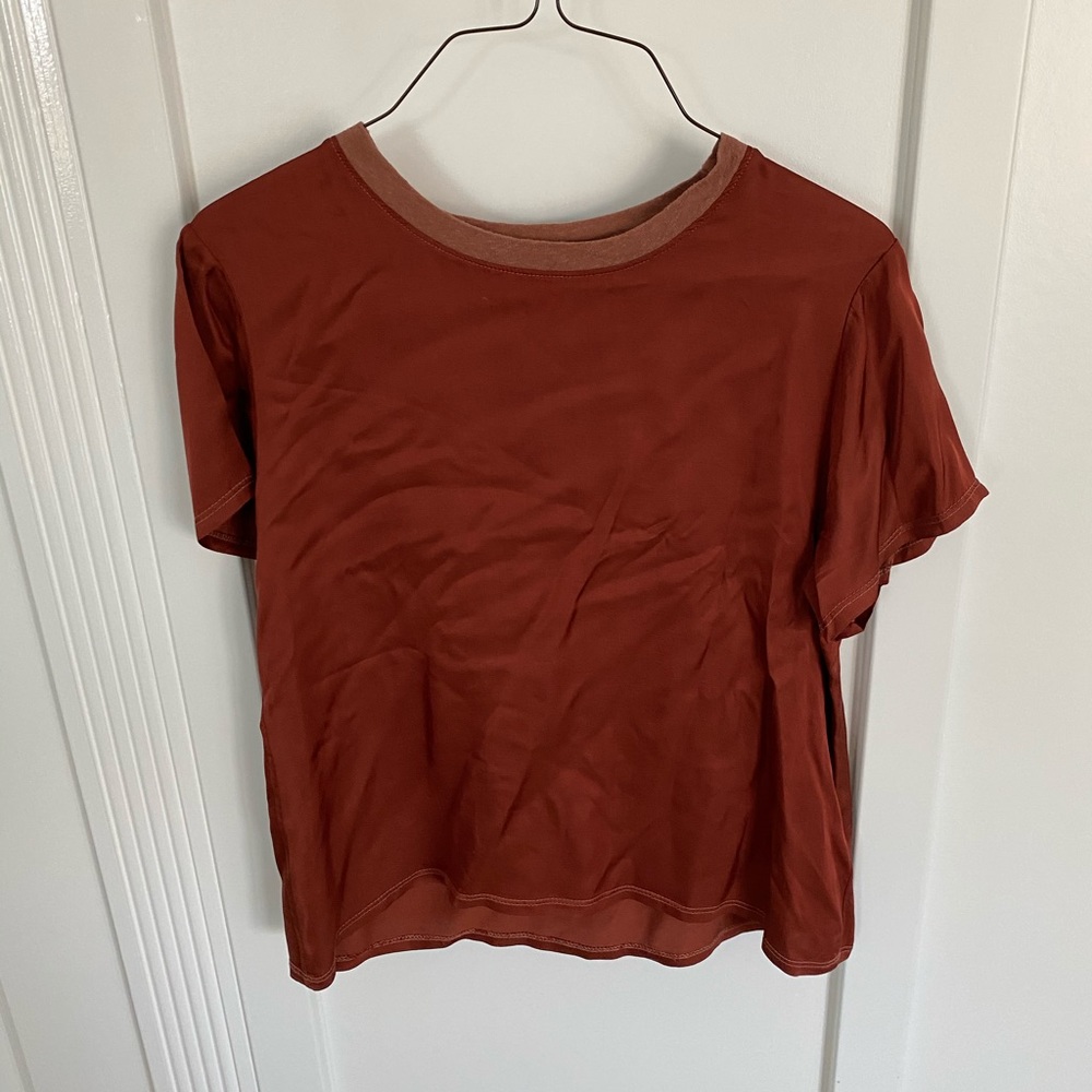 Nation Ltd burnt orange silk like top